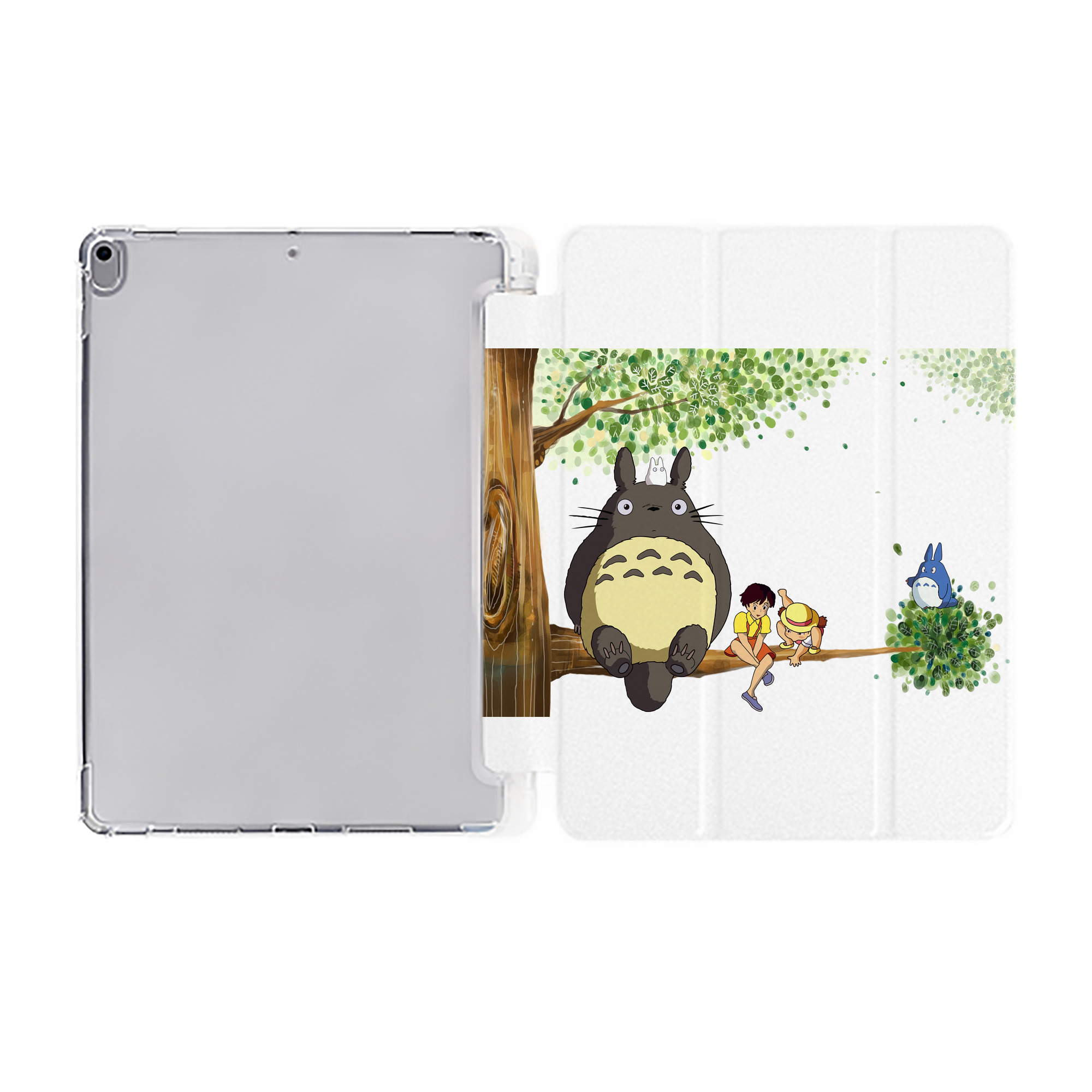 （画像用） となりのトトロ 草壁メイ 草壁サツキ My Neighbor Totoro Satsuki Kusakabe Mei Kusakabe IPad ケース ペン収納付き 三つ折りスタンド PUレザー×シリコン 対応機種9.5/10.5/10.9インチ